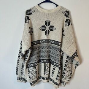 Vintage Gian Alberto Cream and Gray Sweater- Size Large Tall